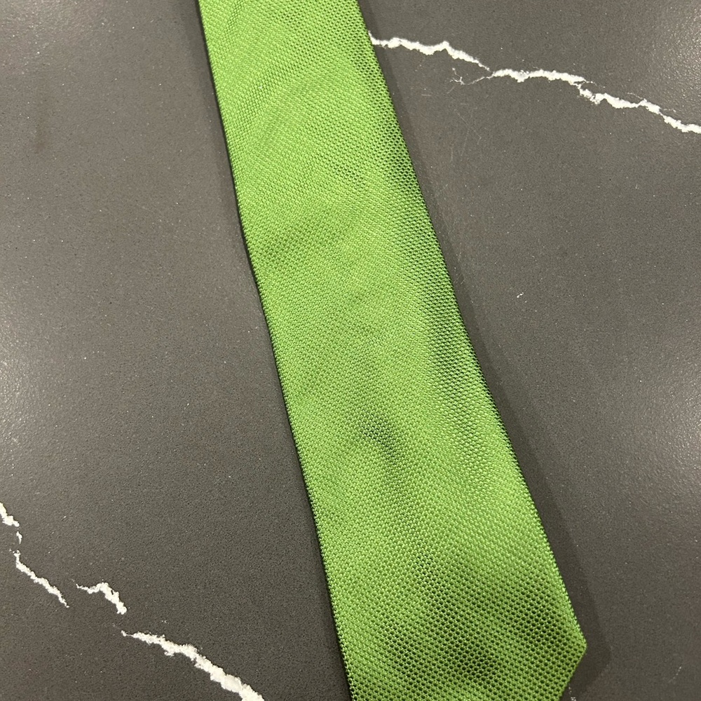 Green Silky Necktie with Subtle Texture